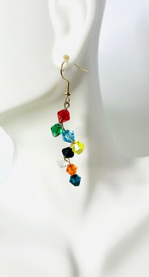 Very colorful necklace with bicones in 8 colors, matching earrings - image5